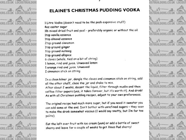 Christmas Pudding Vodka Recipe